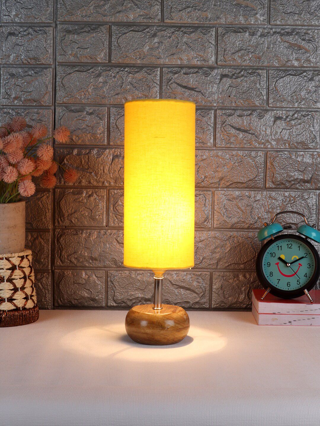 Devansh Yellow Traditional Table Lamp With Shade Price in India