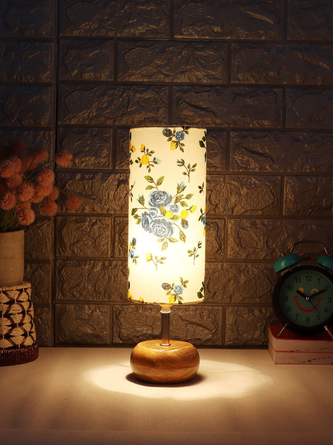 Devansh Multicoloured Wood Table Lamp With Shade Price in India