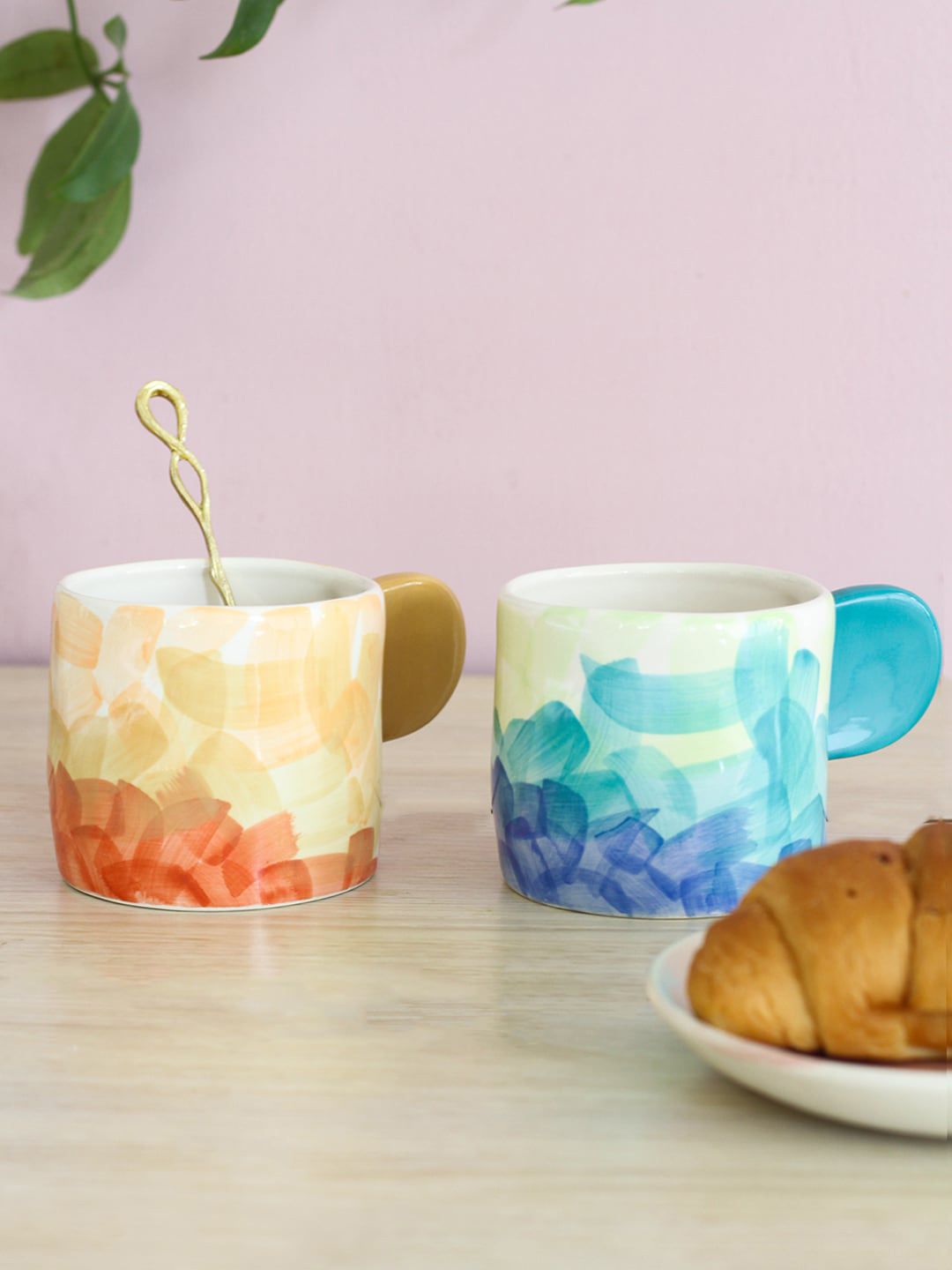 The Wishing Chair Set Of 2 Blue & Yellow Printed Cups Price in India