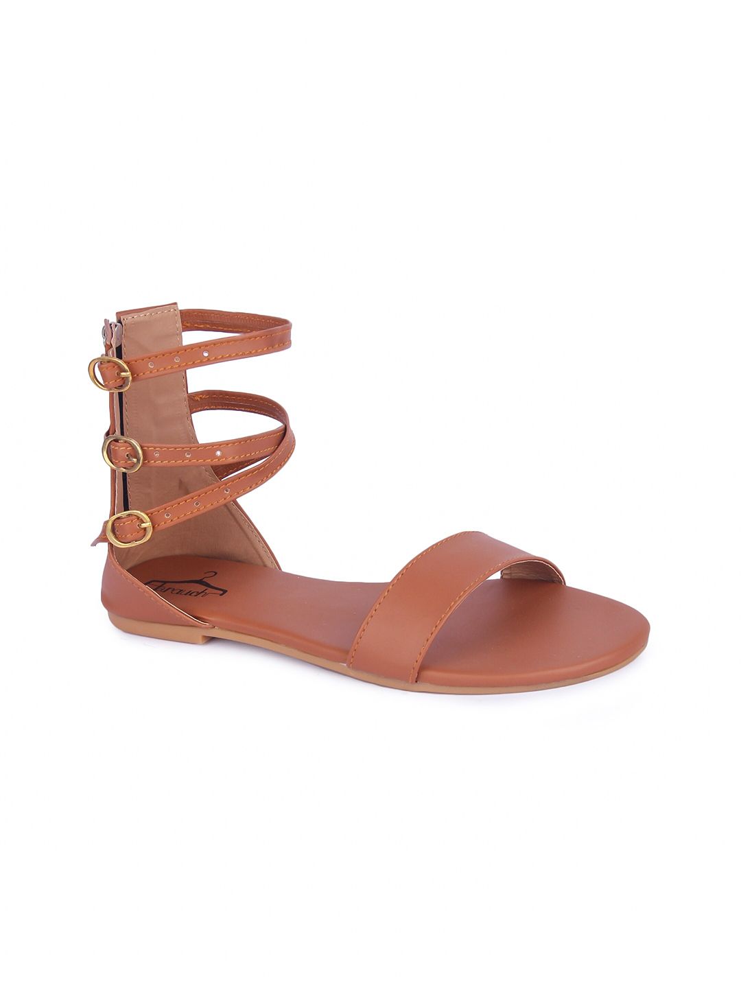 Brauch Women Brown Gladiators with Buckles Flats Price in India