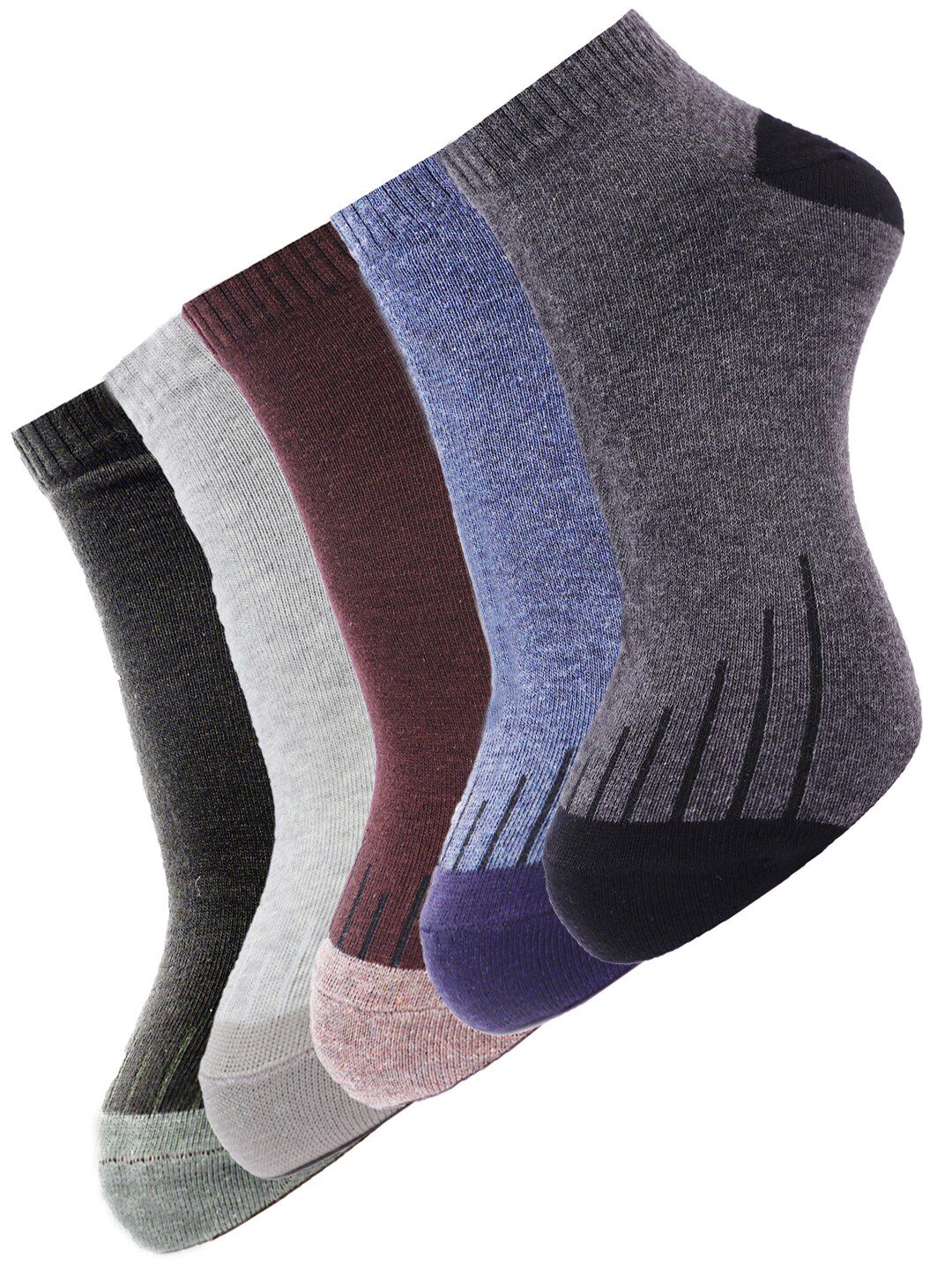 Dollar Socks Men Pack Of 5 Assorted Ankle-Length Cotton Socks