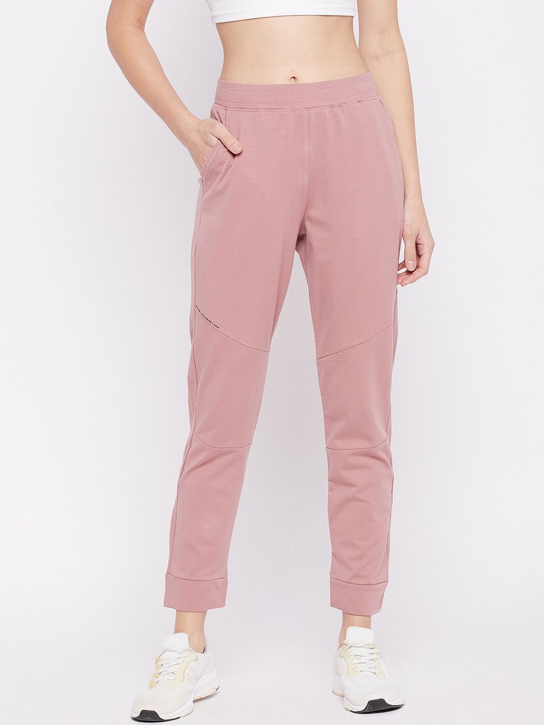 Okane Women Peach-Coloured Solid Cotton Track Pants Price in India