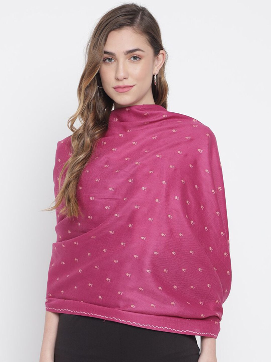 Pashtush Women Pink Ethnic Motifs Woven Design Woolen Shawl Price in India