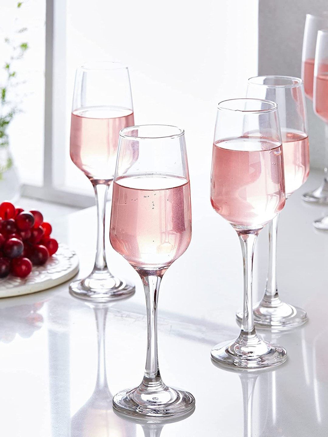 smart serve Set of 6 Transparent Champagne Flute Glasses Price in India