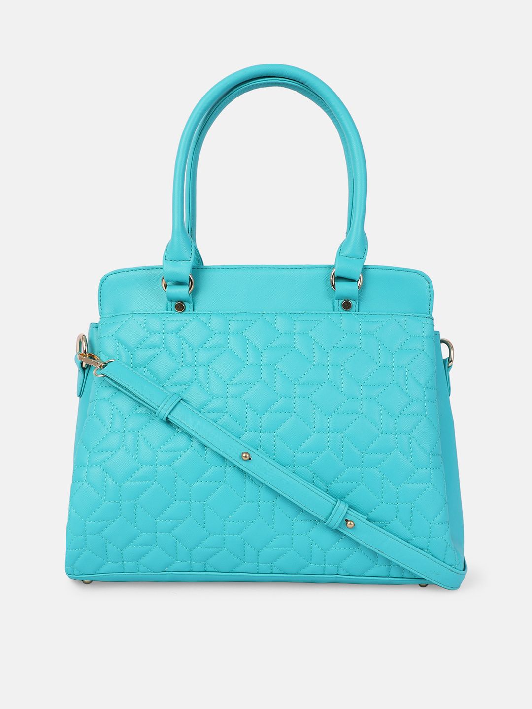 Bagsy Malone Turquoise Blue PU Structured Handheld Bag with Quilted Price in India