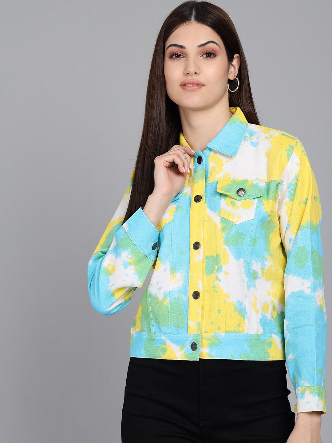 Darzi Women Multicoloured Crop Tailored Jacket Price in India