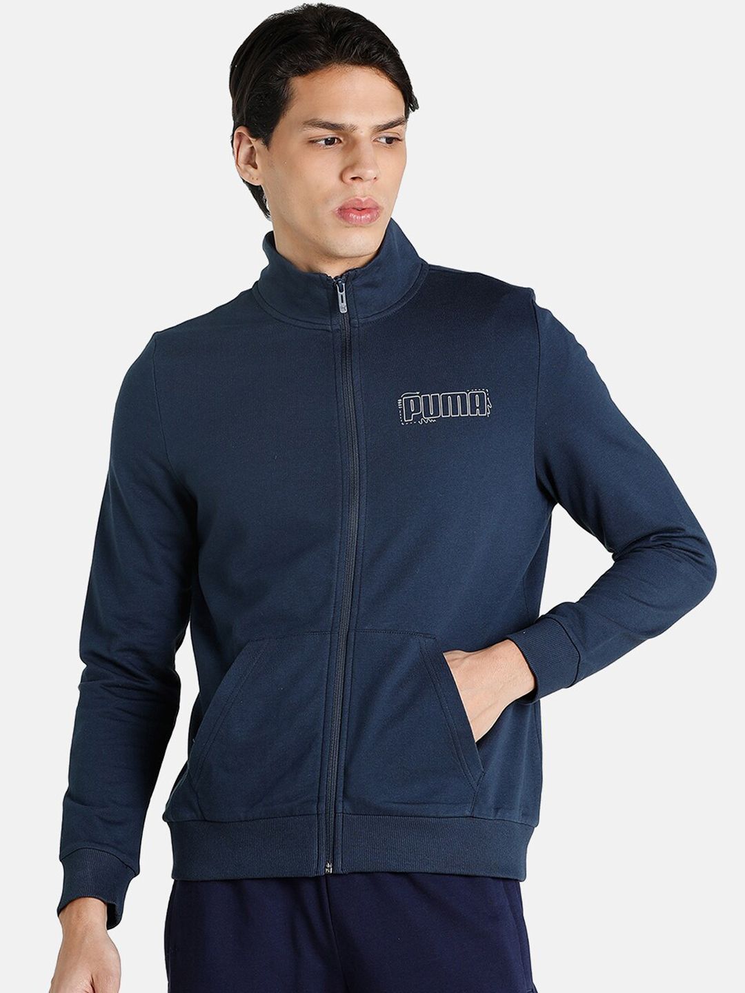 Puma Women Blue Graphic Open Front Jacket Price in India