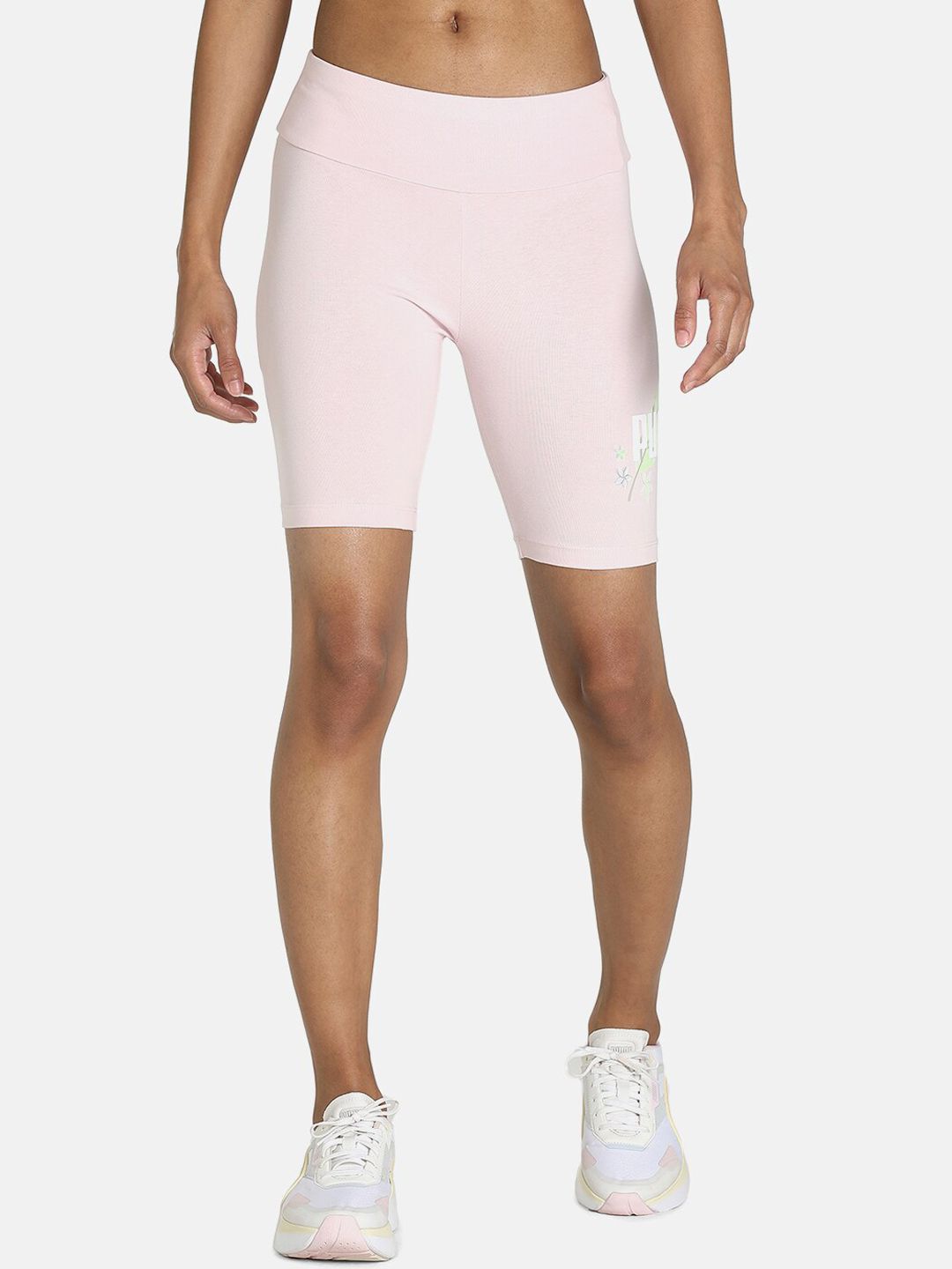 Puma Women Pink Slim Fit High-Rise Sports Shorts Price in India