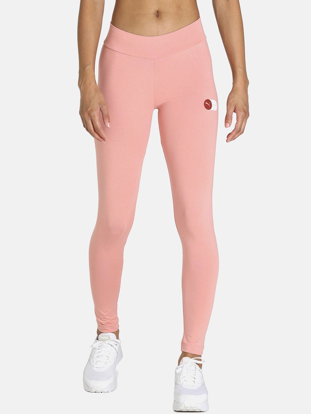 Puma Women Pink Graphic Logo Skinny Fit Tights Price in India