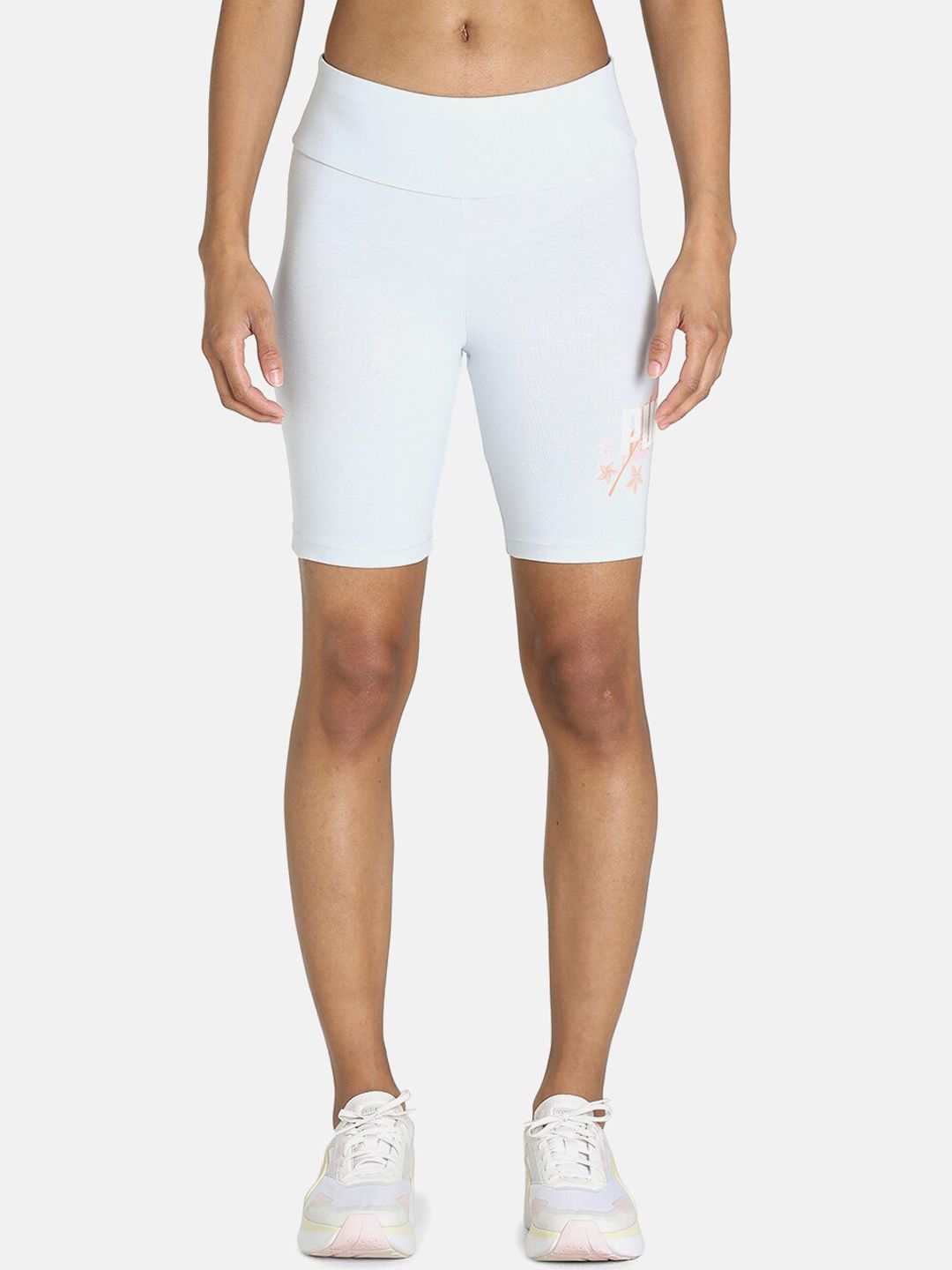 Puma Women White Cotton Solid Shorts Price in India
