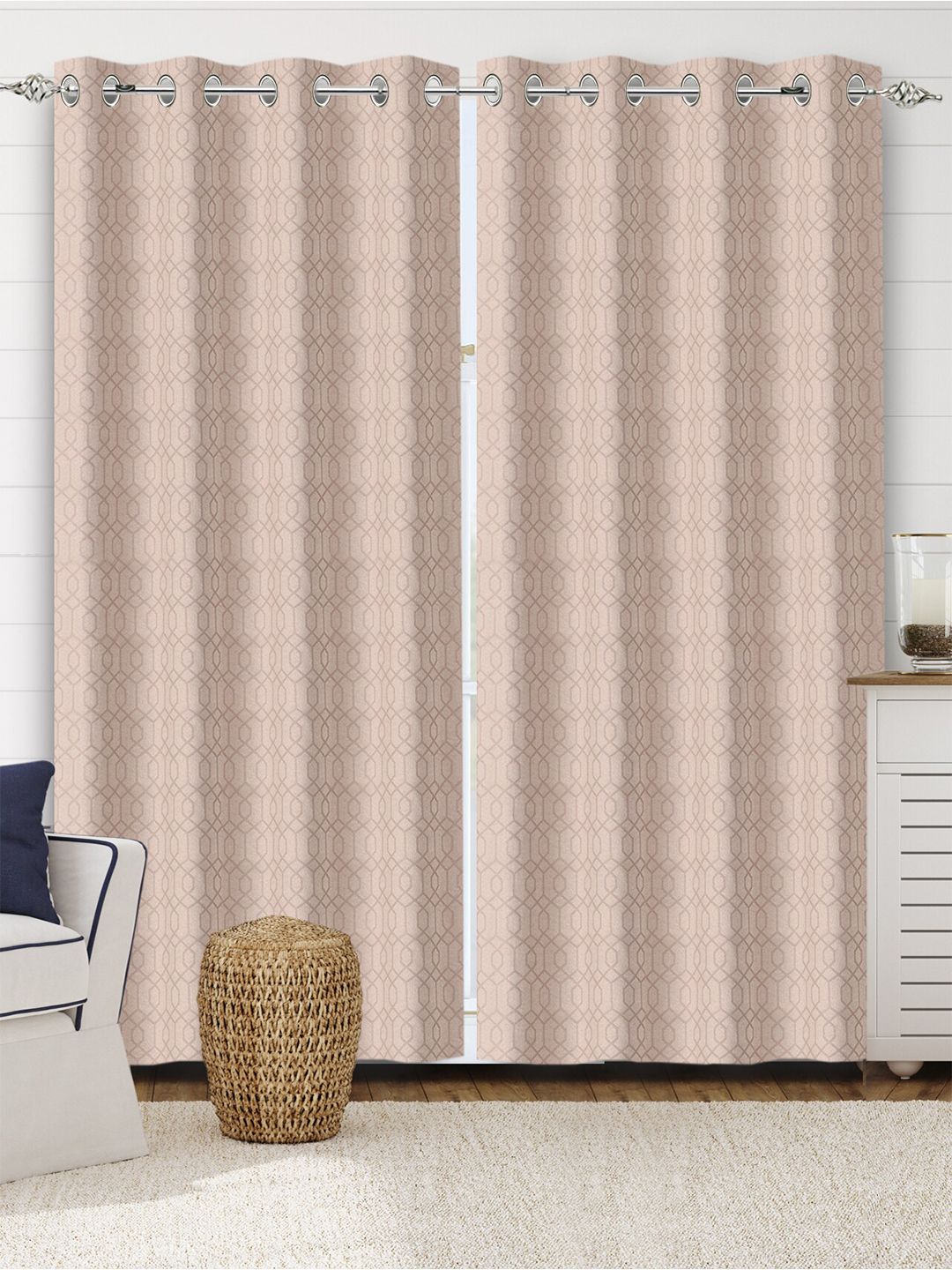 Saral Home Beige & Brown Set of 2 Black Out Long Door Curtain Price in India