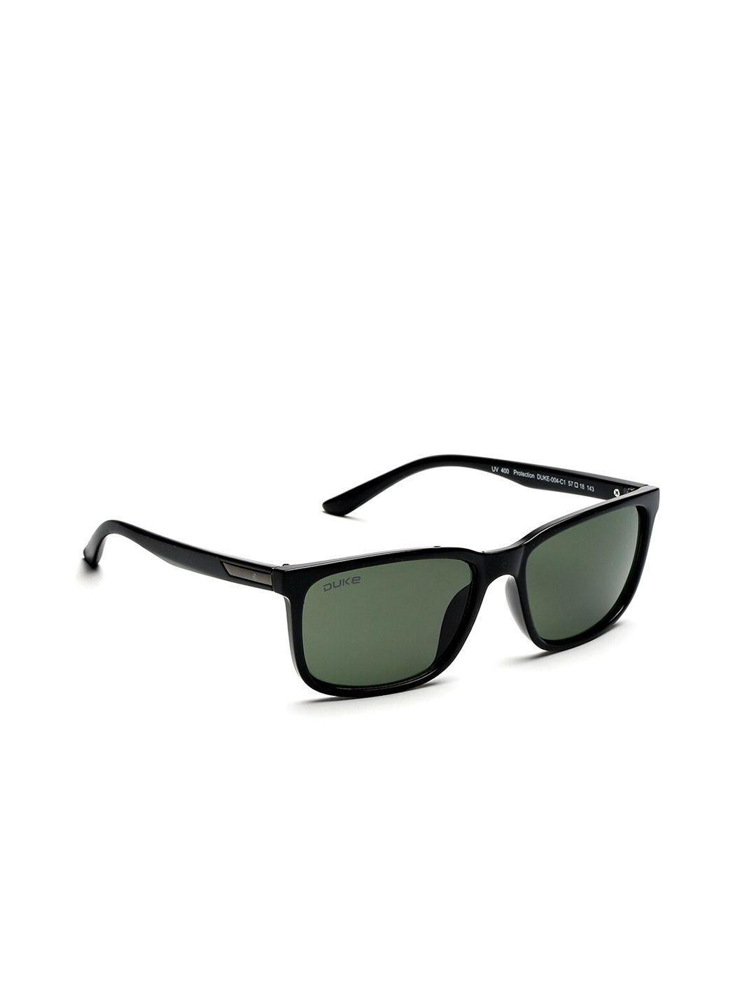 Duke Unisex Black Lens & Black Rectangle Sunglasses with UV Protected Lens DUKE-004-C1