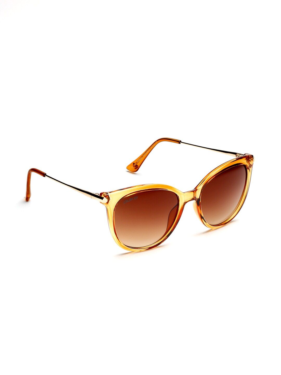 Duke Unisex Brown Lens & Gold-Toned Oval Sunglasses with UV Protected Lens DUKE-005-C2