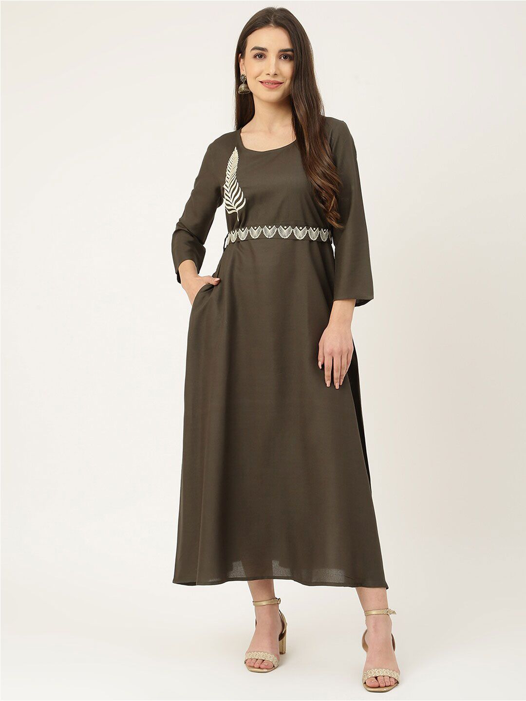 DECKEDUP Grey Maxi Dress Price in India