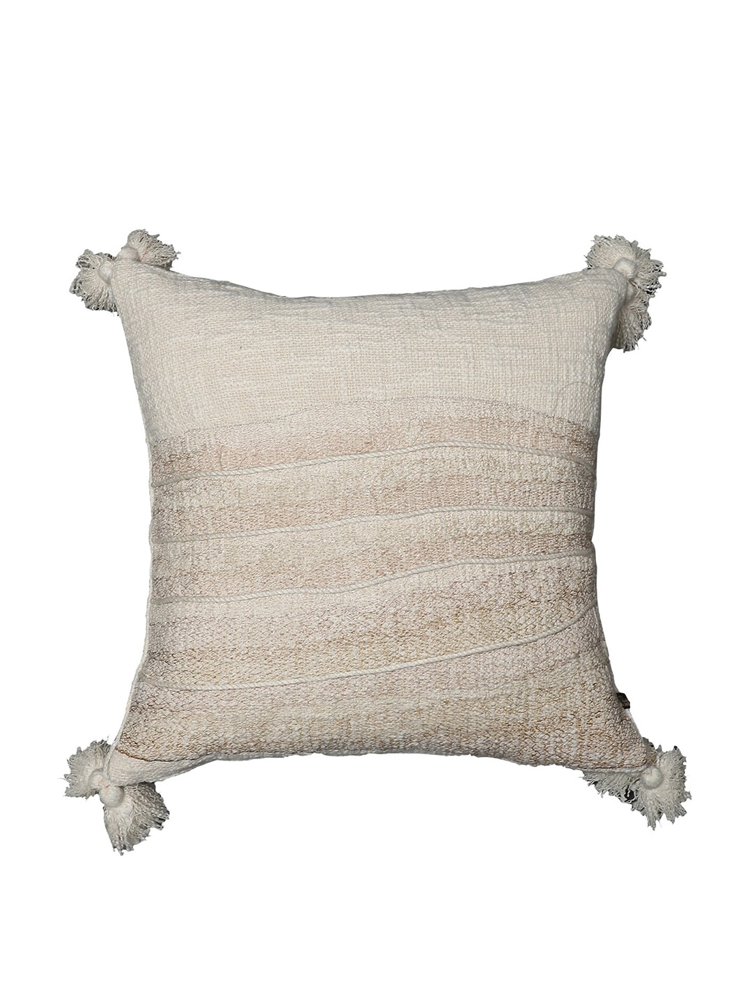 Ritu Kumar Off White & Beige Embroidered Cotton Square Cushion Covers Price in India