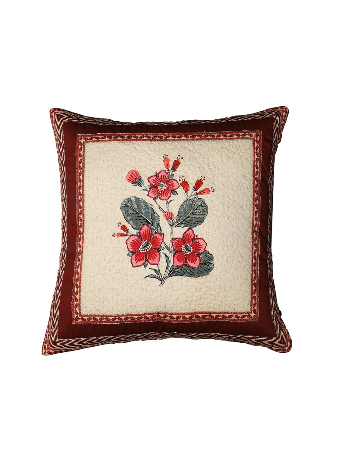 Ritu Kumar Off White Embroidered Square Cushion Covers Price in India