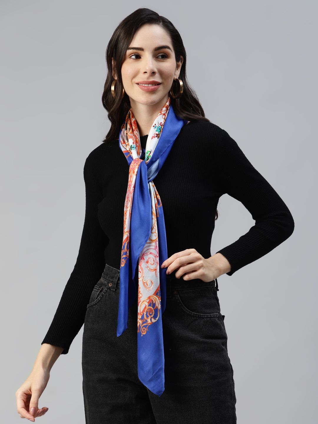 MODARTA Women Blue & Beige Printed Scarf Price in India