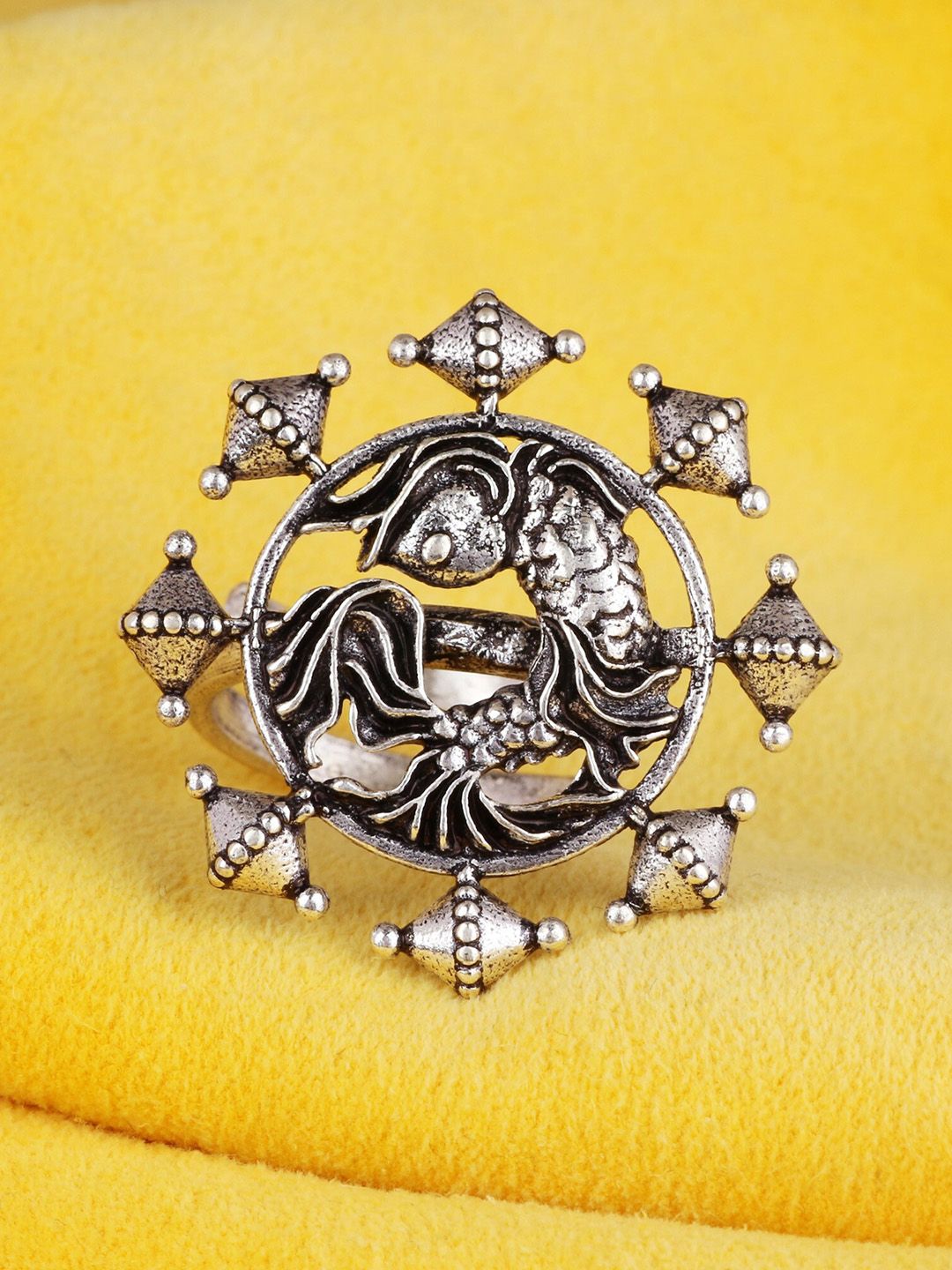 Silgo Silver-Plated Tribal Adjustable Finger Ring Price in India