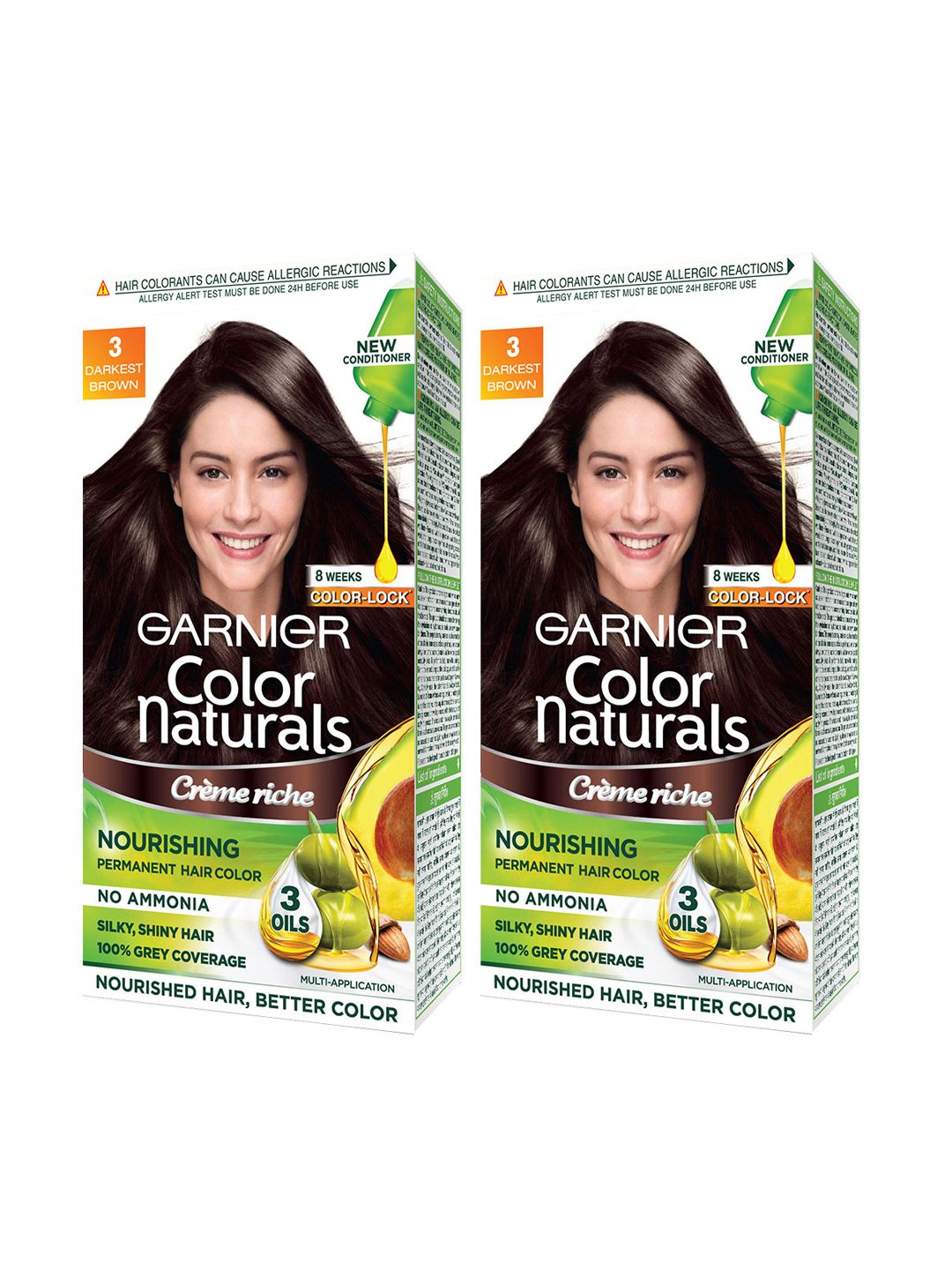 Garnier Set of 2 Color Naturals Creme Hair Color 130 ml each - Darkest Brown 3 Price in India