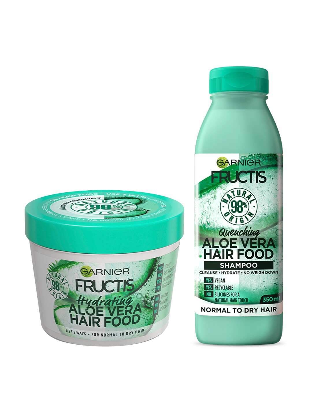 Garnier Fructis Set of Aloe Vera Hair Food Hair Mask 390 ml & Quenching Shampoo 350 ml Price in India