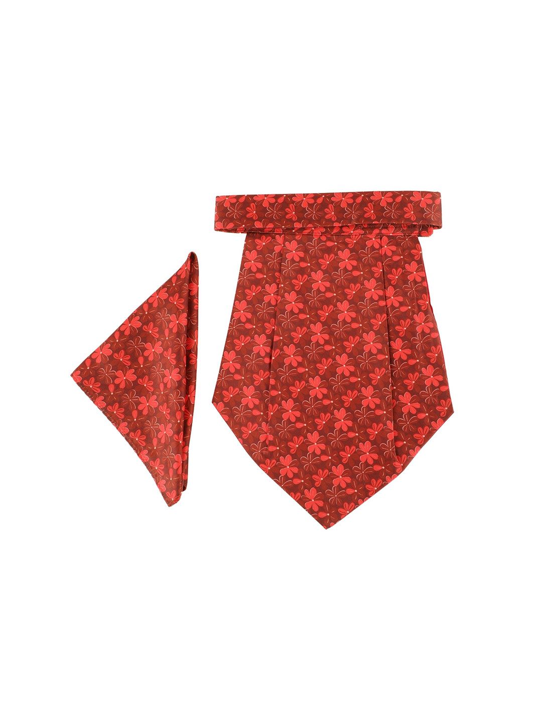 Alvaro Castagnino Men Red & Maroon Printed Cravat with Pocket Square
