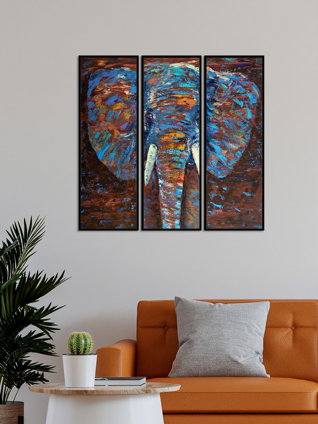 999Store Set Of 3 Elephant Face Framed Wall Art Paintings Price in India