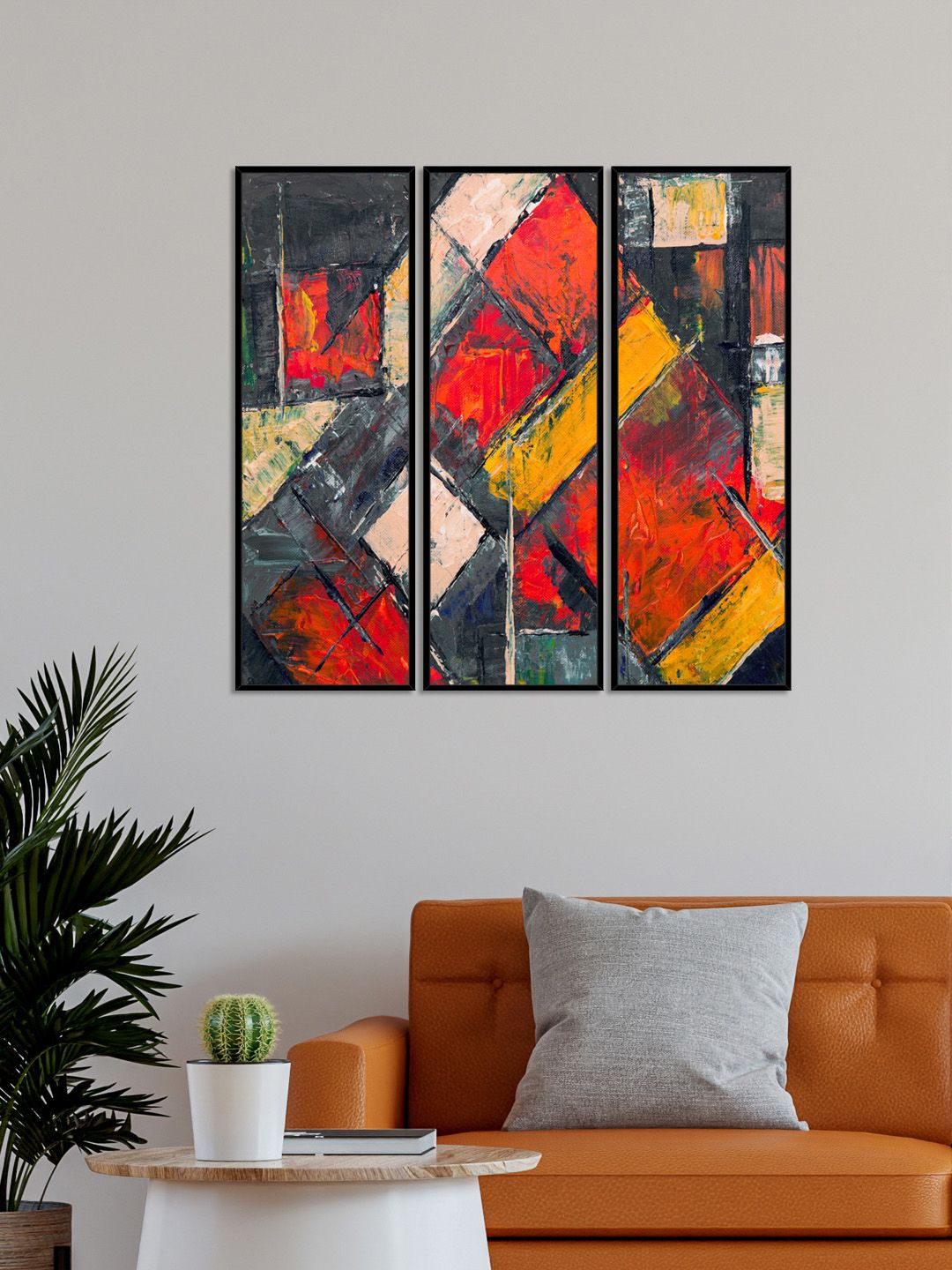 999Store Set Of 3 Abstract Modern Framed Wall Art Paintings Price in India