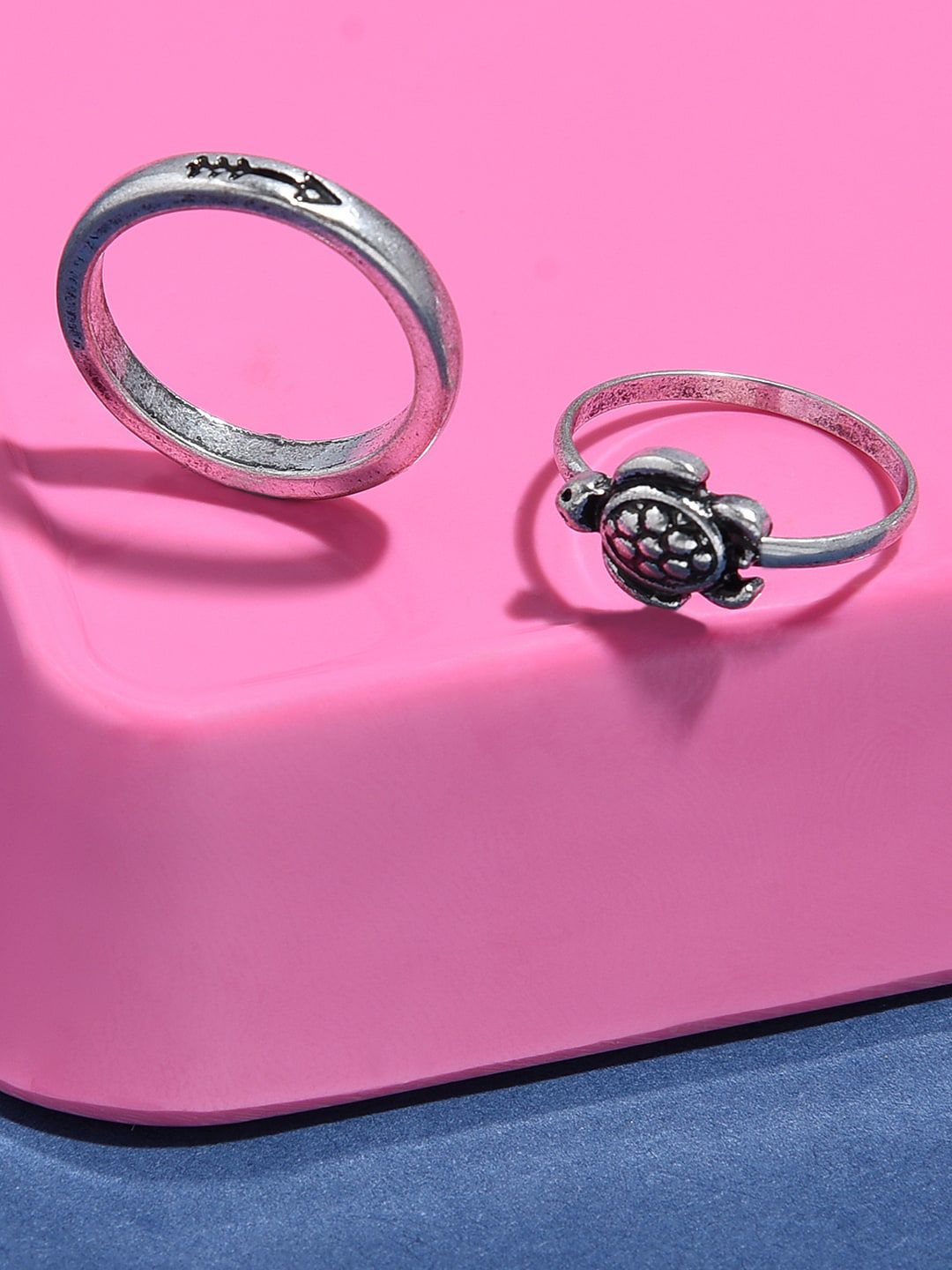 Accessorize Women Set Of 2 Silver Tilly Turtle Rings Price in India