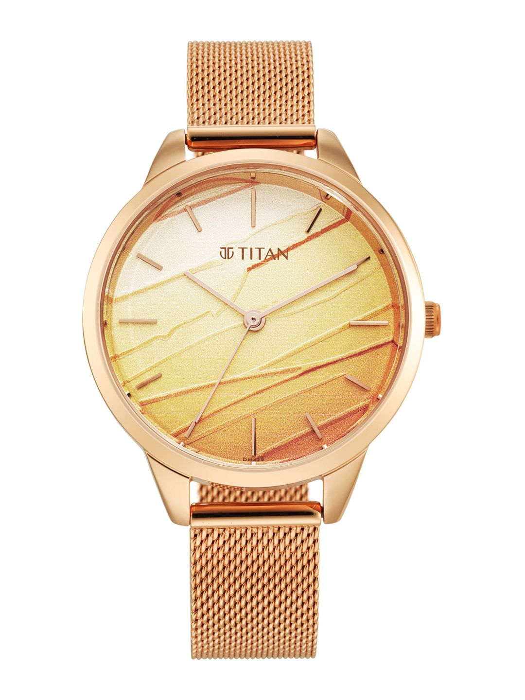 Titan Women Rose Gold-Toned Brass Dial & Stainless Steel Analogue Watch 2664WM02 Price in India
