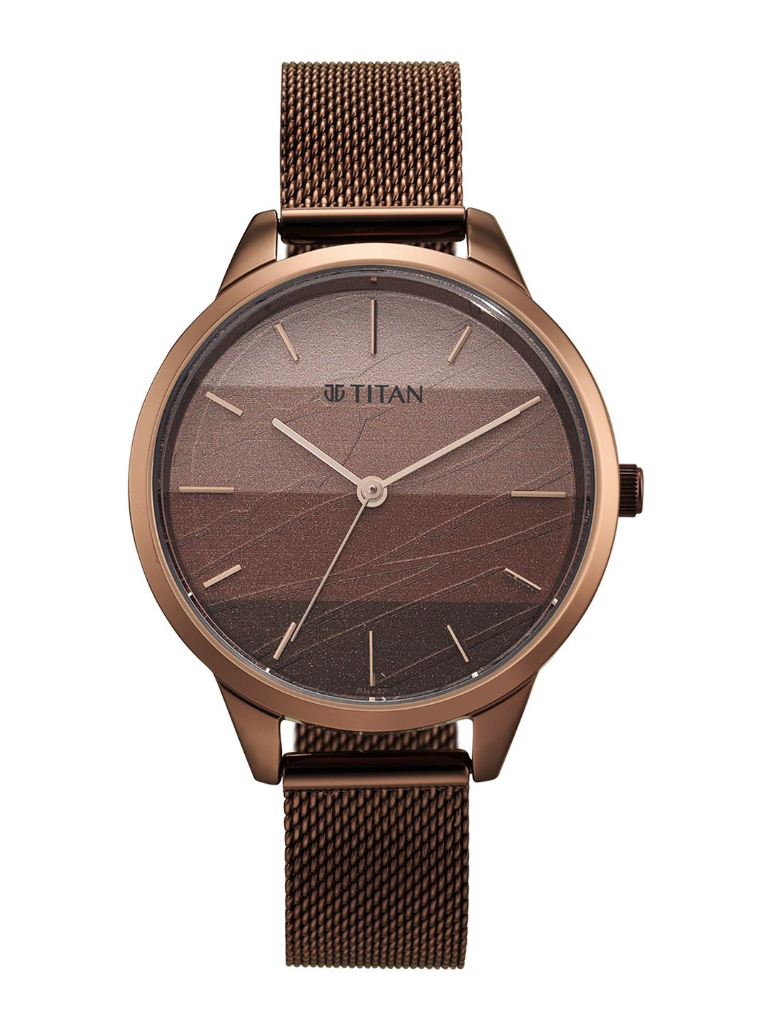 Titan Women Brown Dial & Stainless Steel Bracelet Style Straps Analogue Watch 2664QM01 Price in India