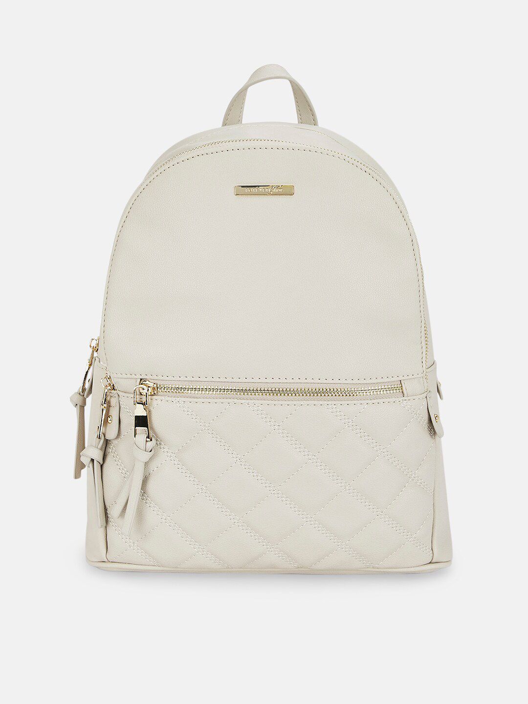 Forever Glam by Pantaloons Women Off White Solid with Quilted Backpack Price in India