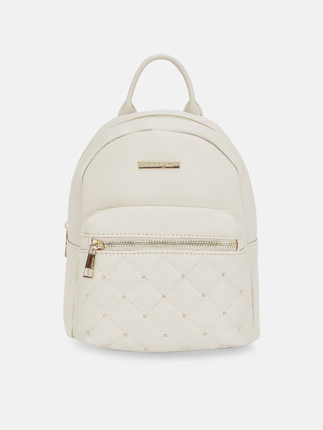 Forever Glam by Pantaloons Women Off White Solid with Quilted Backpack Price in India