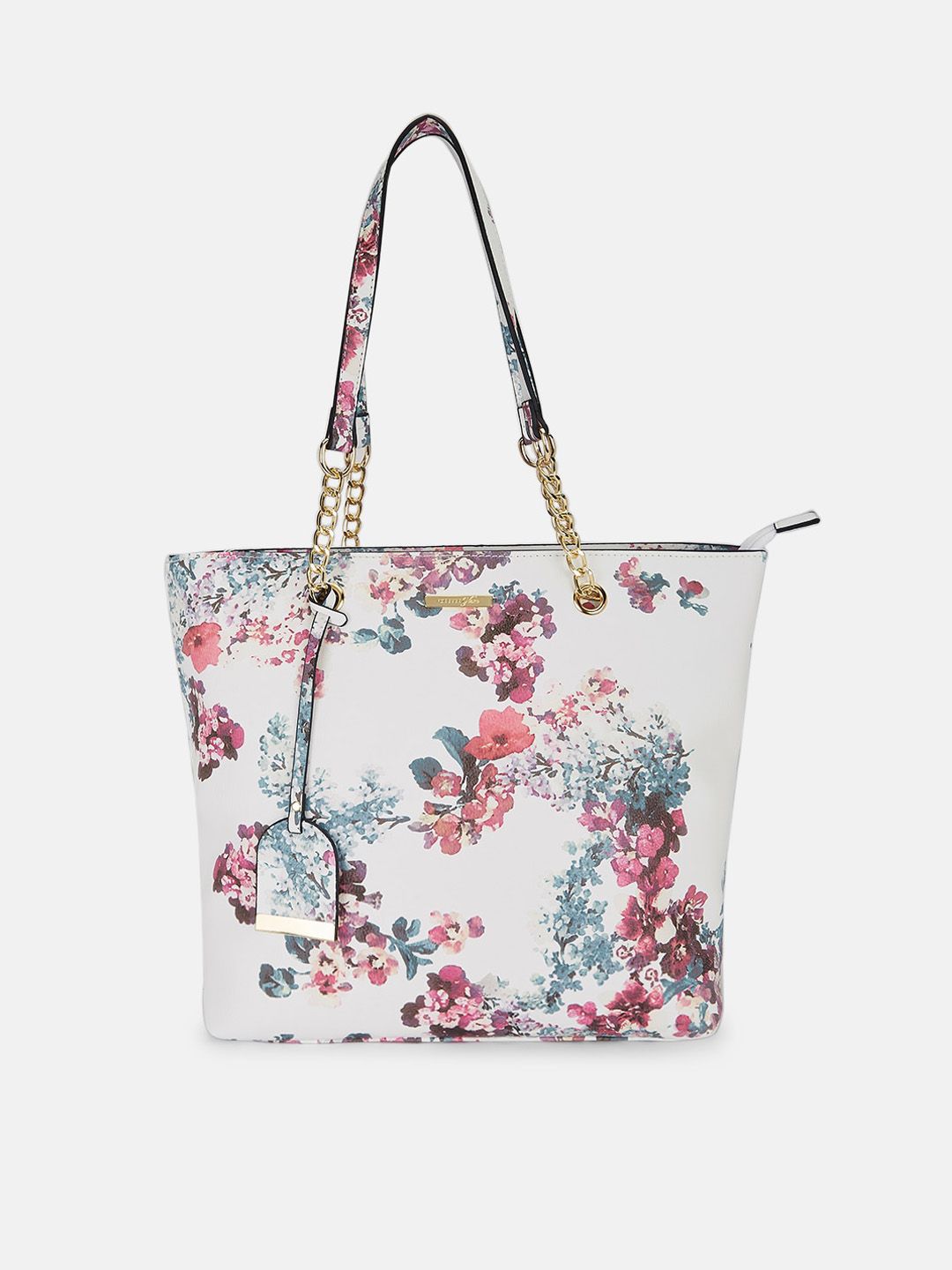 Forever Glam by Pantaloons White Floral Printed Oversized Shopper Tote Bag Price in India