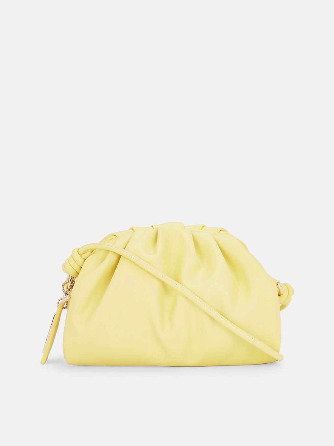 Forever Glam by Pantaloons Yellow Structured Sling Bag Price in India
