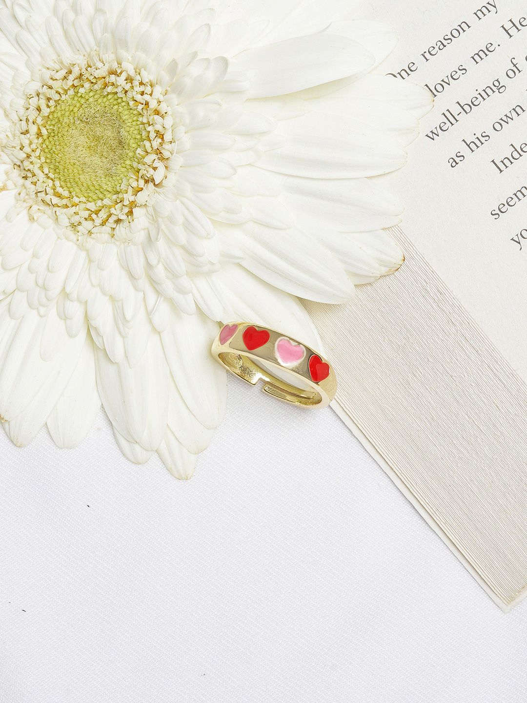 JOKER & WITCH Gold-Plated Red & Pink Adjustable Finger Ring Price in India