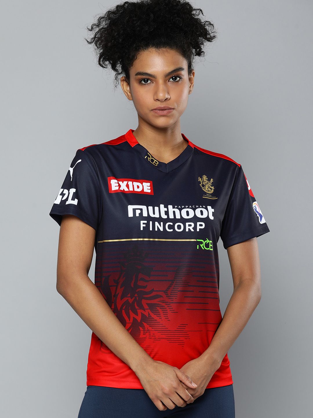 PUMA x Royal Challengers Bangalore Women Navy Blue & Red Replica 2022 Jersey Price in India