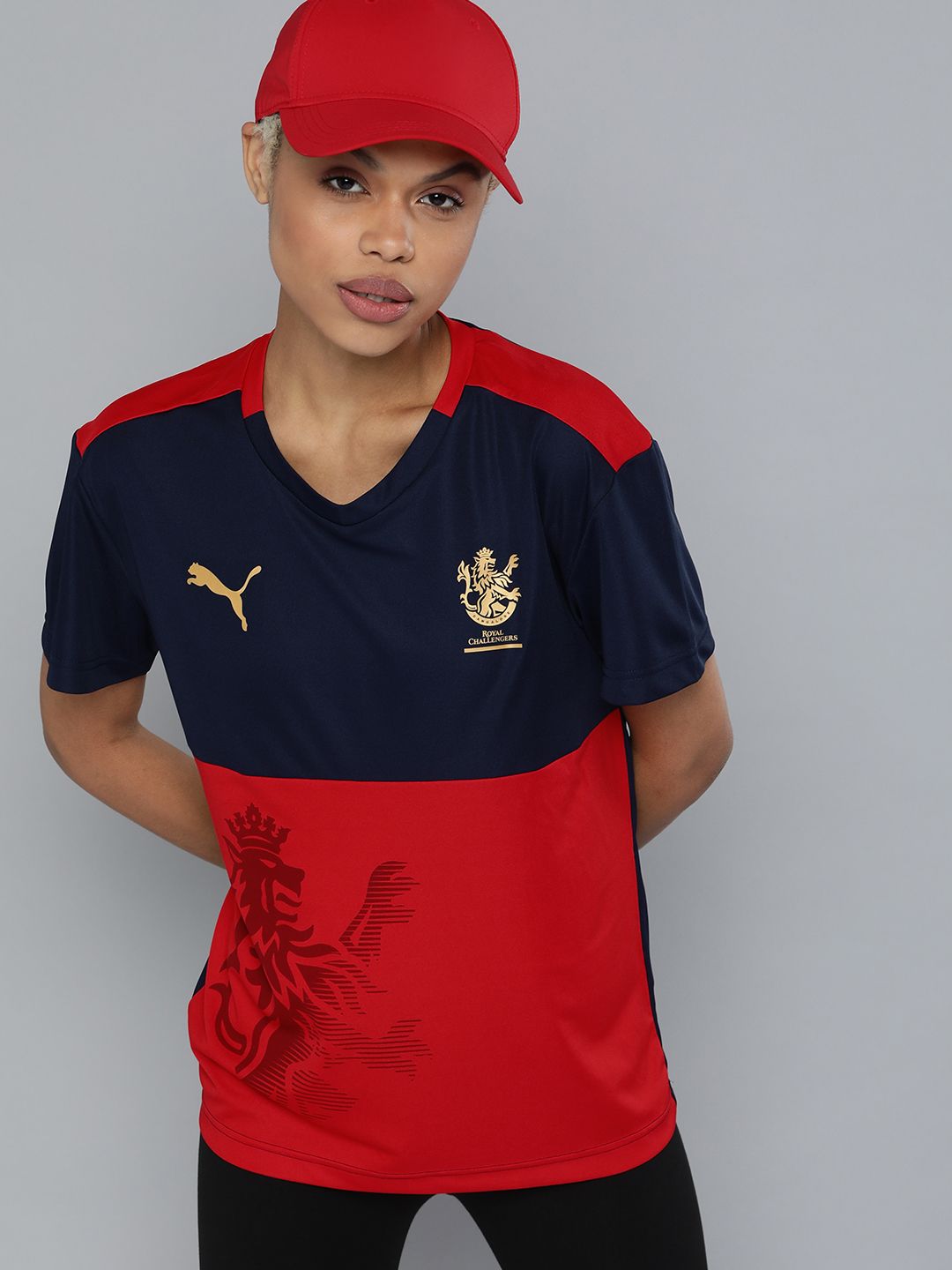 Puma x Royal Challengers Bangalore Women Navy Blue & Red 2022 Fan Jersey Price in India
