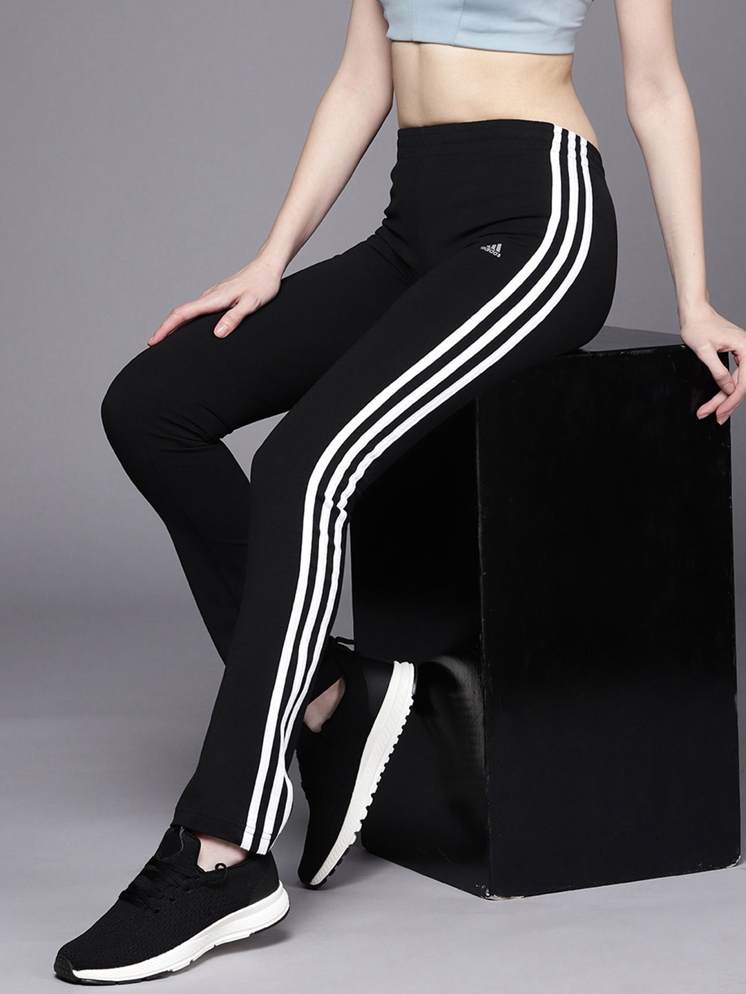 ADIDAS Women Black Solid 3S Yoga Track Pants Price in India