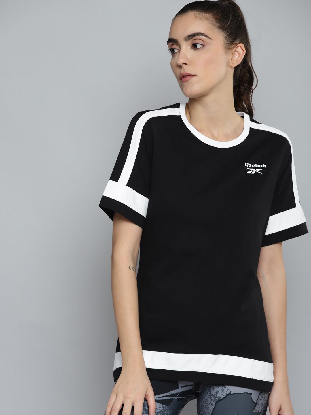 Reebok Classic Women Black WCE T-shirt Price in India