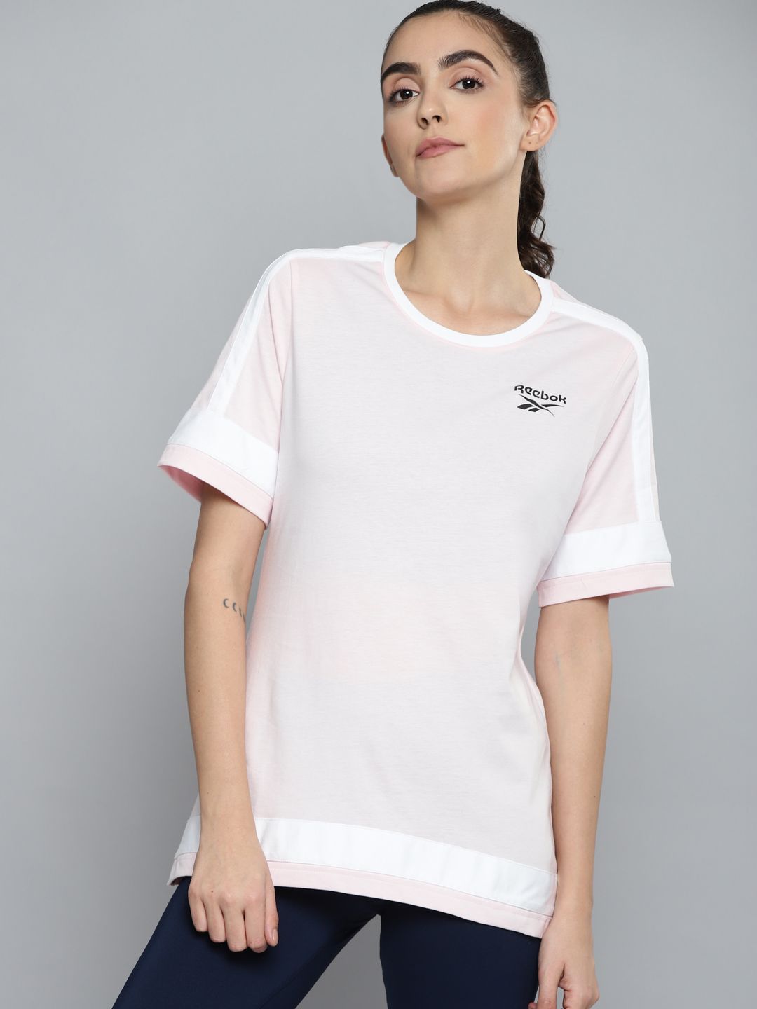 Reebok Classic Women Pink WCE  T-shirt Price in India