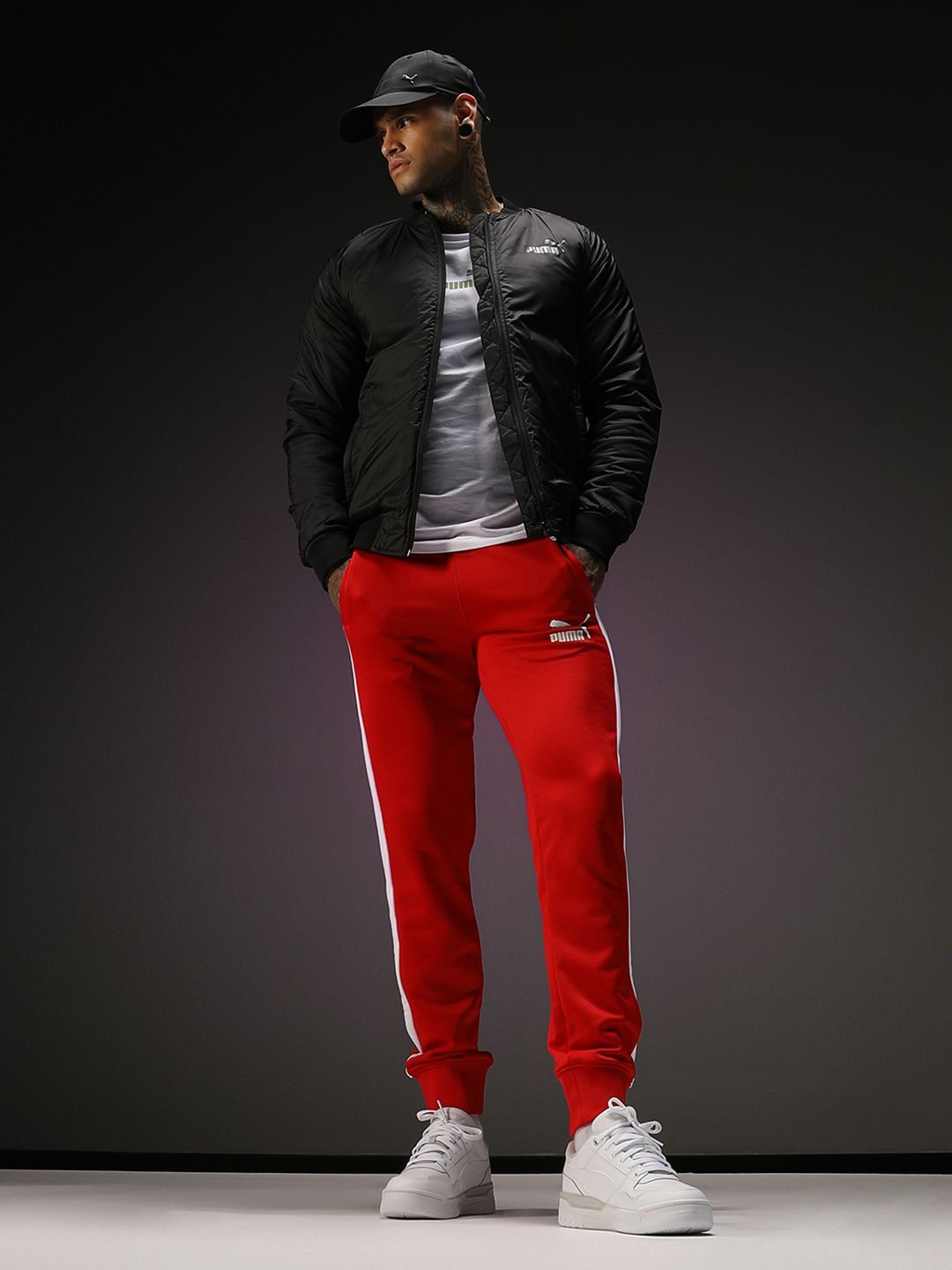 Puma Puma Men Red & White Solid Slim Fit Cotton Sustainable Joggers