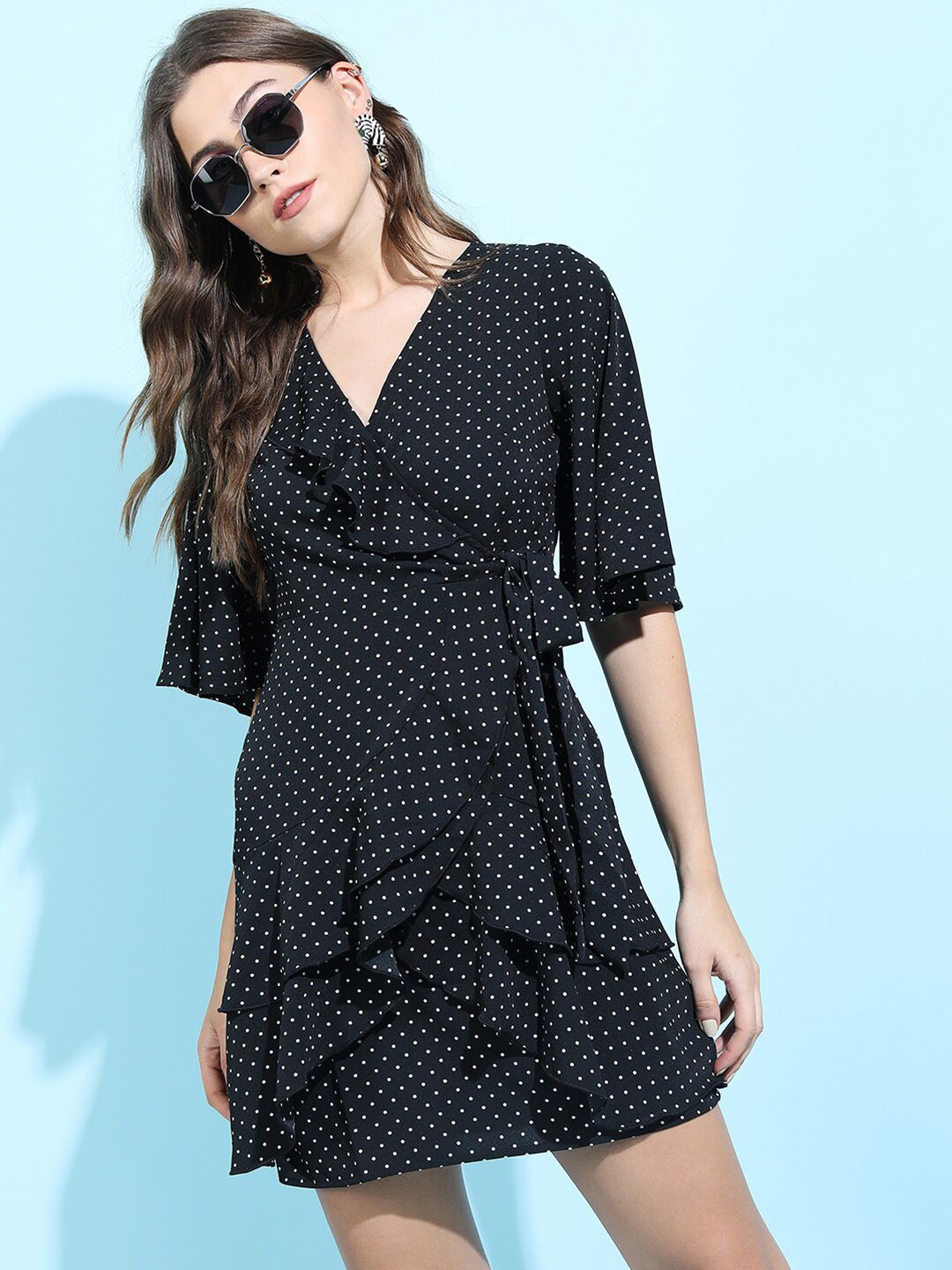 Tokyo Talkies Black Wrap Dress Price in India