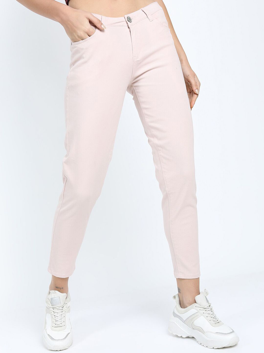 Tokyo Talkies Women Pink Tapered Fit Trousers Price in India