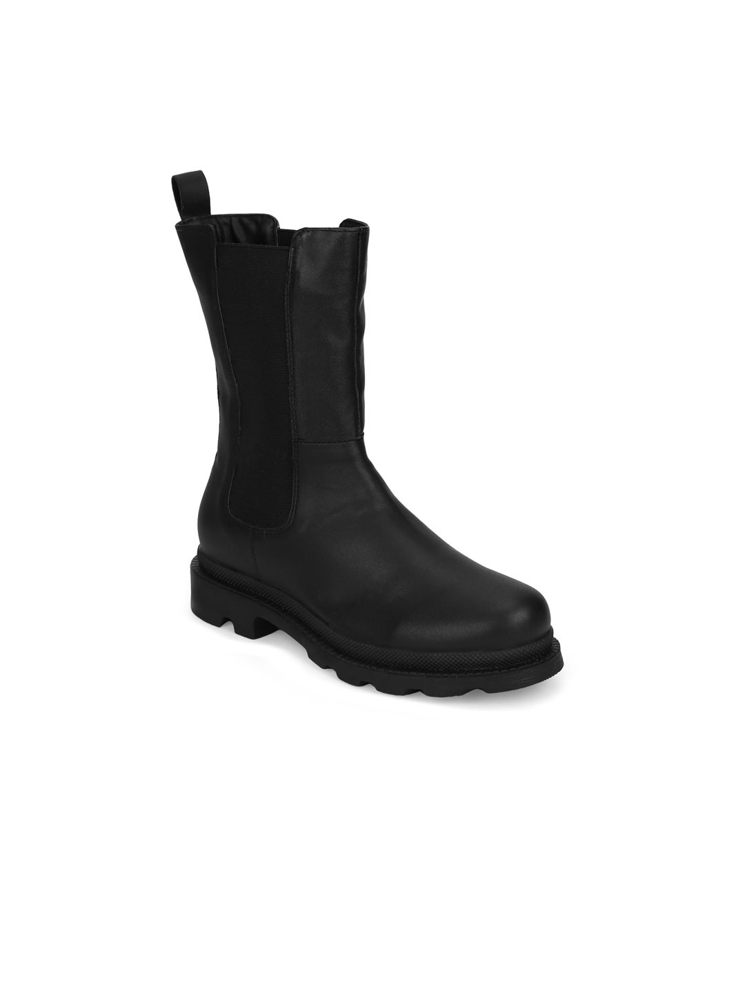 Truffle Collection Black PU Heeled Boots Price in India
