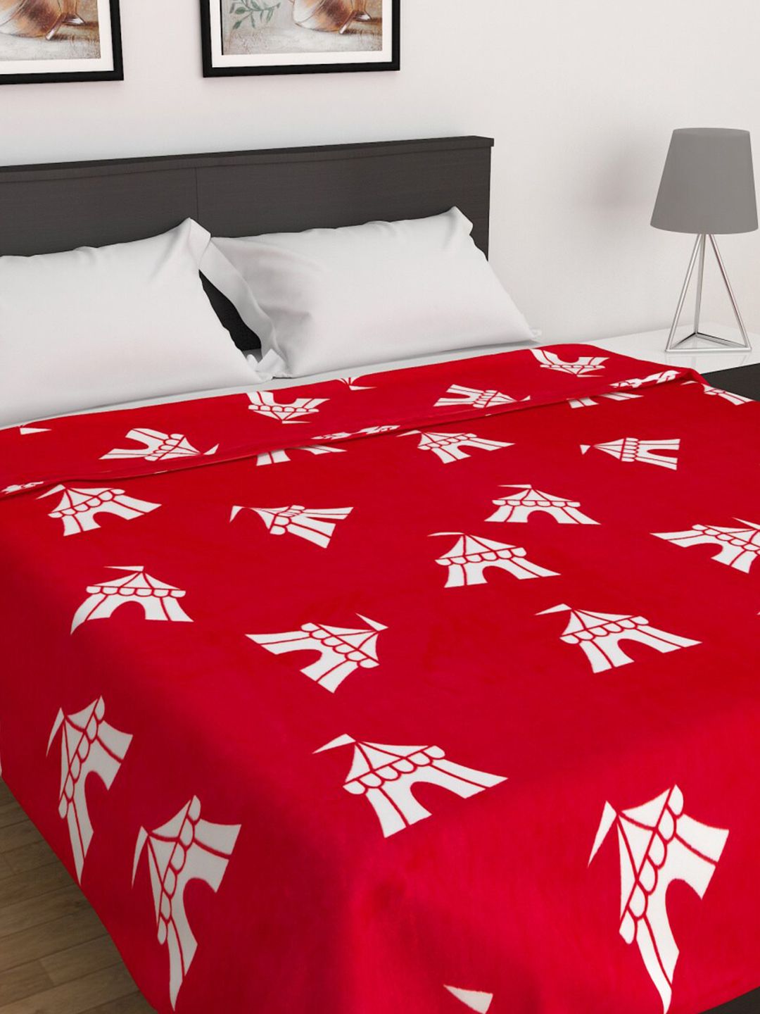 Home Centre Red & White Summer 150 GSM Double Bed Blanket Price in India