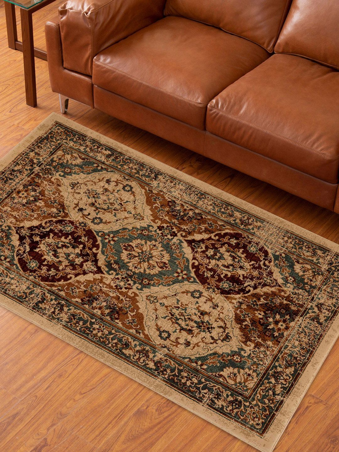 Home Centre Brown Textured Rectangular Carpet Price in India