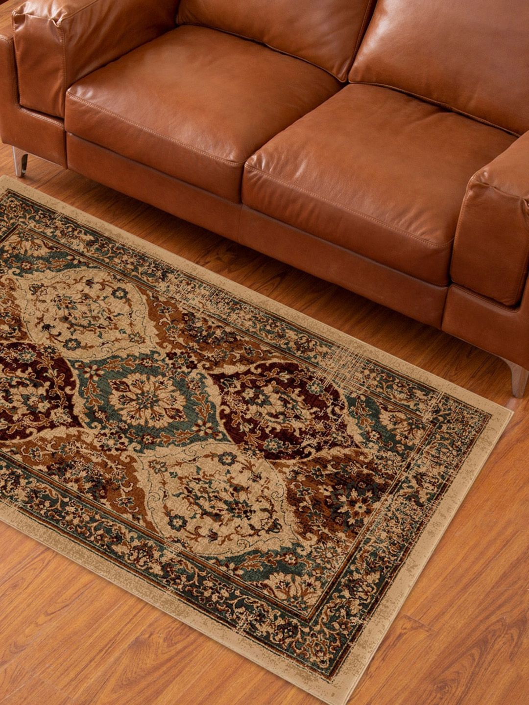 Home Centre Brown & Green Textured Carpets Price in India