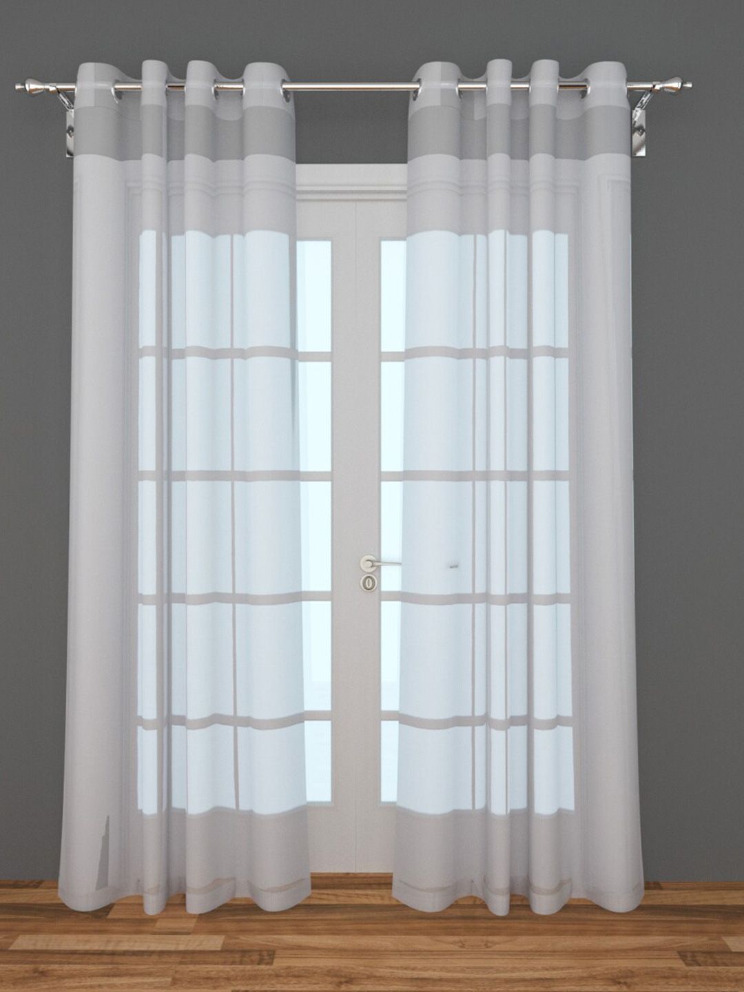 Home Centre White Set of 2 Sheer Door Curtain Price in India