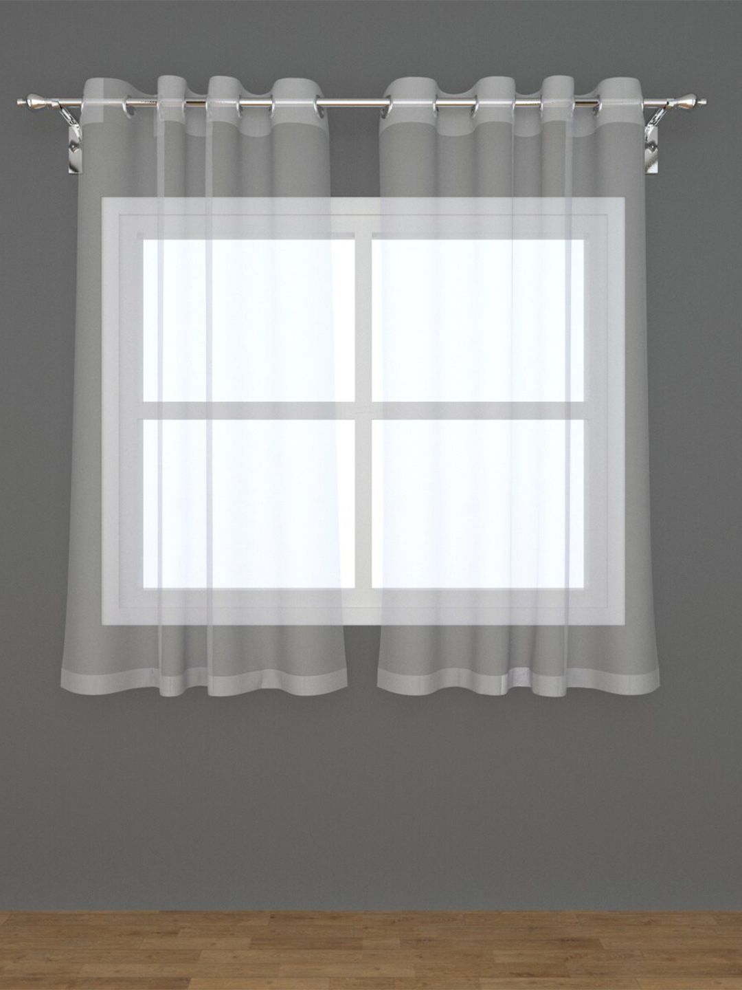 Home Centre White Set of 2 Sheer Window Curtain Price in India