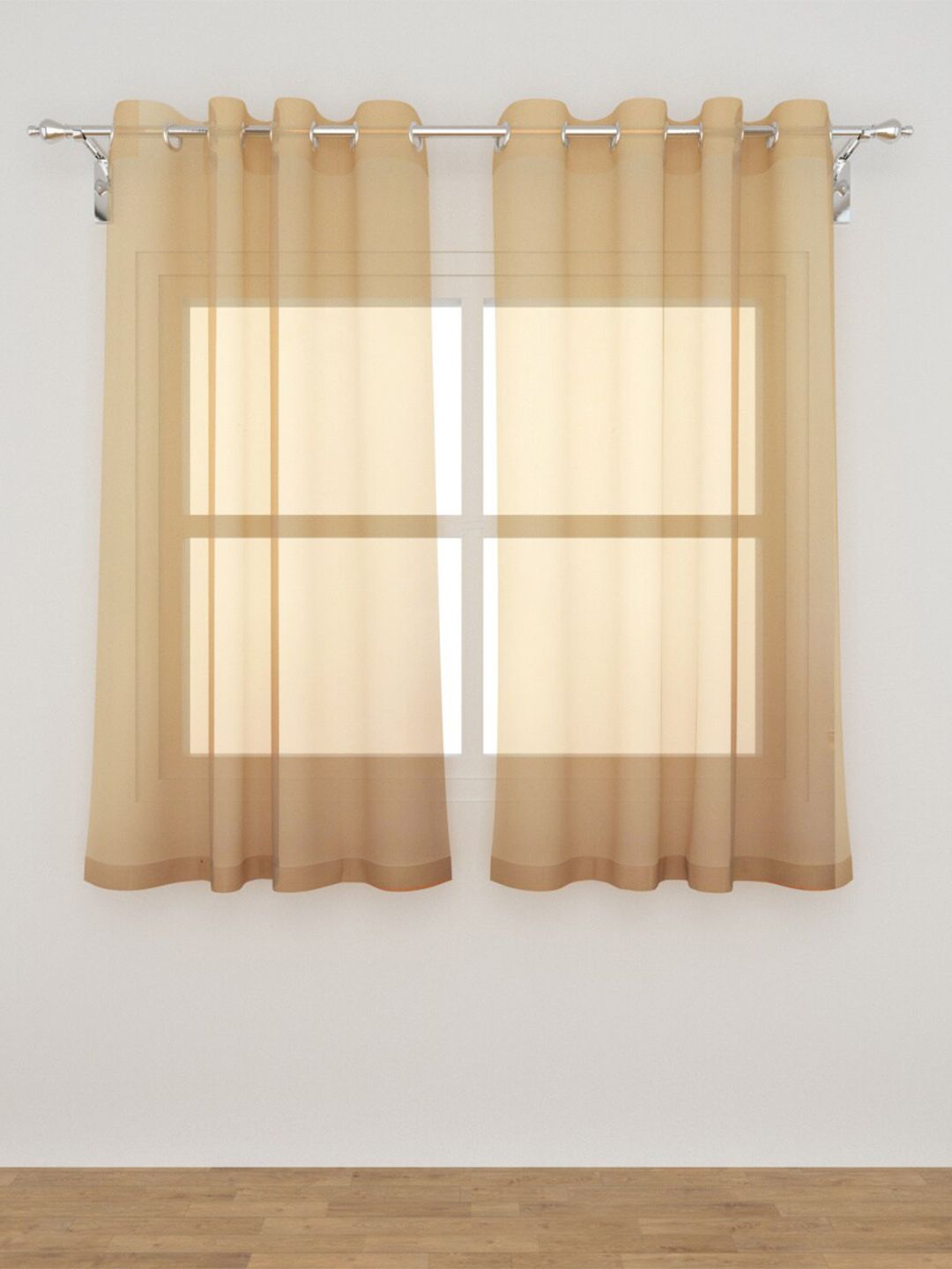 Home Centre Set of 2 Beige & Cream-Coloured Geometric Sheer Window Curtains Price in India